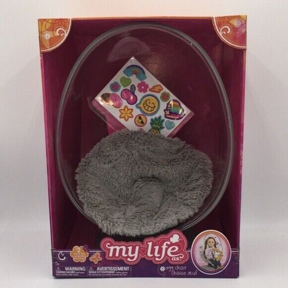 My Life As Clear Egg Chair with Soft Grey Cushion and Stickers Dolls Furniture - Picture 12 of 12